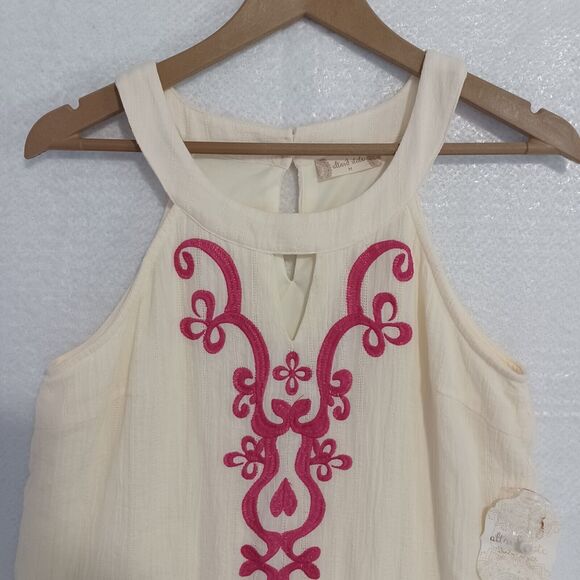 Altar'd State Dress Size M Cream Cotton Gauze Halter Neck Lined Embroidered NEW - Picture 3 of 10